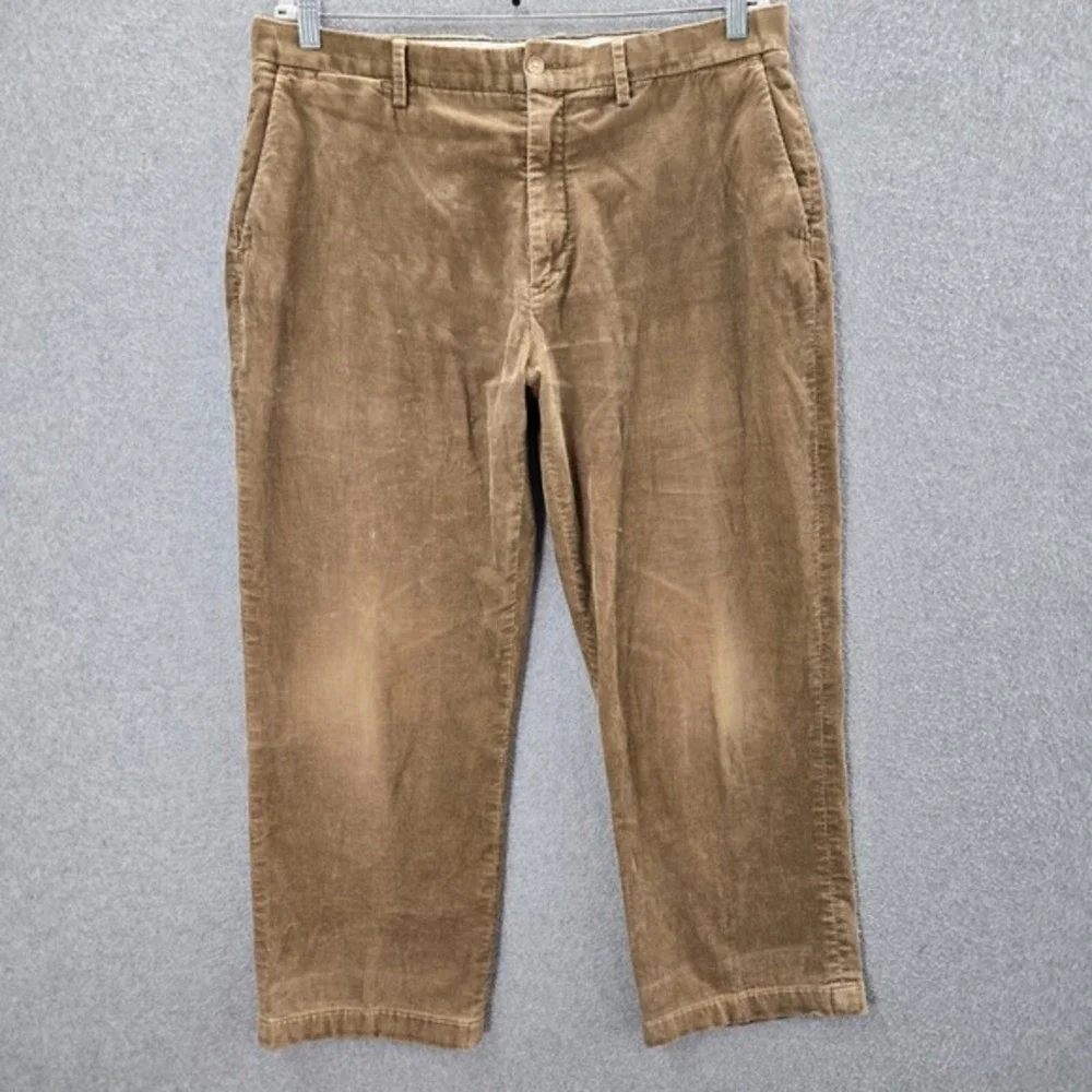 Polo Ralph Lauren Men Pants 36x28 Brown Corduroy Chino Straight‎ Stretch Classic